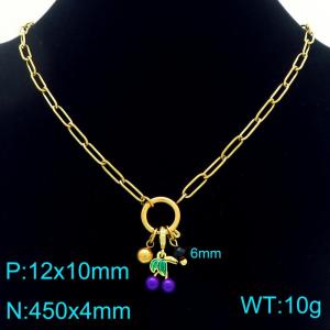 SS Gold-Plating Necklace - KN292445-Z