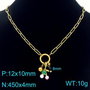 SS Gold-Plating Necklace - KN292446-Z