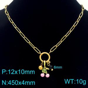 SS Gold-Plating Necklace - KN292447-Z