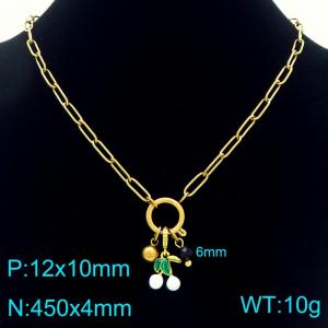 SS Gold-Plating Necklace - KN292448-Z