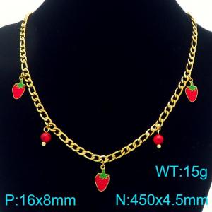 SS Gold-Plating Necklace - KN292459-Z