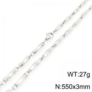 Stainless steel 550 × 3mm special twisted melon seed chain lobster buckle temperament silver necklace - KN292766-Z