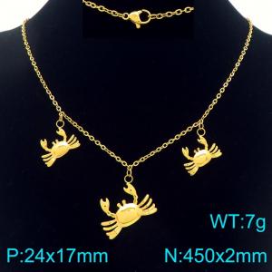 Fashionable ocean style stainless steel O-chain paired with three crab pendants - KN293238-Z