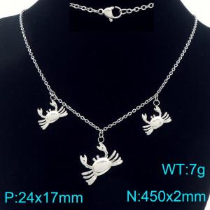 Fashionable ocean style stainless steel O-chain paired with three crab pendants - KN293239-Z
