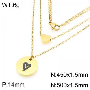 Personalized Design Stainless Steel Heart Pattern Round Brand Necklace - KN293283-Z