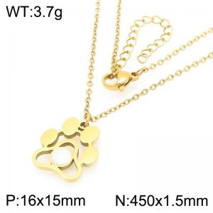 Personalized design stainless steel dog paw necklace with pearl inlay - KN293312-Z
