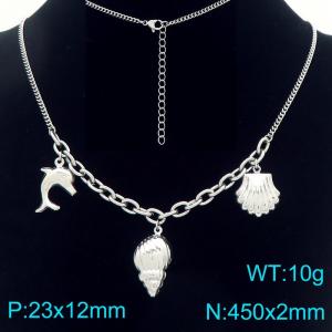 Stainless Steel Earrings Shell Shape Silver Color - KN293365-Z
