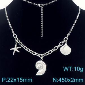 Stainless Steel Earrings Shell Shape Silver Color - KN293367-Z