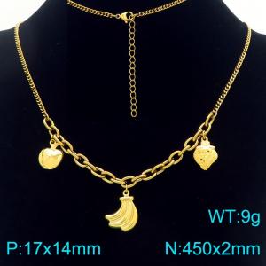 Stainless Steel Earrings Fruit Shape Gold Color - KN293368-Z