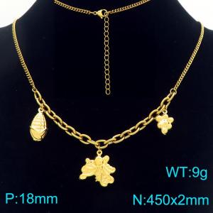 Stainless Steel Earrings Fruit Shape Gold Color - KN293370-Z