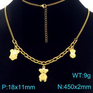 Stainless Steel Earrings Bear Shape Gold Color - KN293374-Z