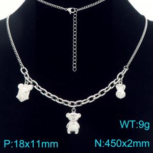 Stainless Steel Earrings Bear Shape Silver Color - KN293375-Z