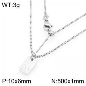 Fashionable stainless steel letter M paired with a versatile necklace - KN293679-Z