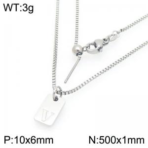 Fashionable stainless steel letter V paired with a versatile necklace - KN293688-Z