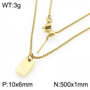 Fashionable stainless steel gold-plated letter B paired with a versatile necklace - KN293694-Z