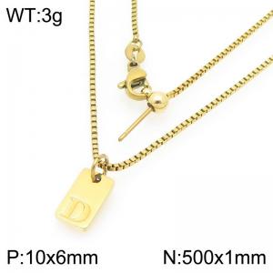 Fashionable stainless steel gold-plated letter D paired with a versatile necklace - KN293696-Z