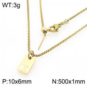 Fashionable stainless steel gold-plated letter E paired with a versatile necklace - KN293697-Z