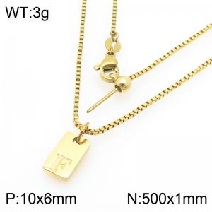Fashionable stainless steel gold-plated letter F paired with a versatile necklace - KN293698-Z