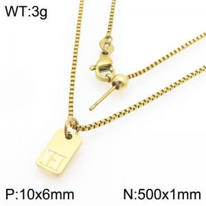 Fashionable stainless steel gold-plated letter H paired with a versatile necklace - KN293700-Z