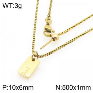 Fashionable stainless steel gold-plated letter I paired with a versatile necklace - KN293701-Z