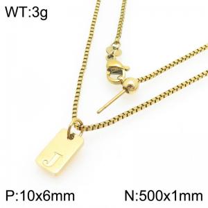 Fashionable stainless steel gold-plated letter J paired with a versatile necklace - KN293702-Z