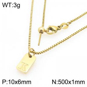 Fashionable stainless steel gold-plated letter K paired with a versatile necklace - KN293703-Z