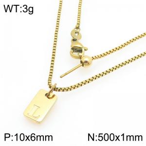Fashionable stainless steel gold-plated letter L paired with a versatile necklace - KN293704-Z