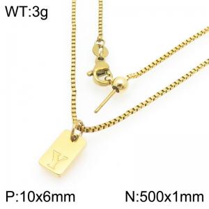 Fashionable stainless steel gold-plated letter Y paired with a versatile necklace - KN293717-Z