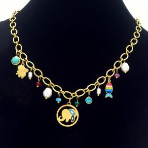 SS Gold-Plating Necklace - KN293745-HM