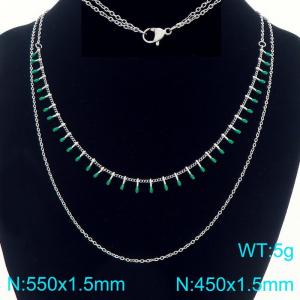Stainless steel double-layer stacked with drop glue matchstick chain sweater chain necklace - KN293866-Z