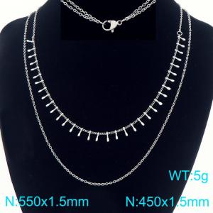 Stainless steel double-layer stacked with drop glue matchstick chain sweater chain necklace - KN293870-Z