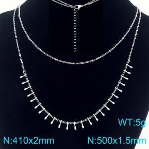 Stainless steel double-layer stacked with drop glue matchstick chain sweater chain necklace - KN293874-Z