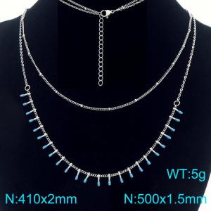 Stainless steel double-layer stacked with drop glue matchstick chain sweater chain necklace - KN293875-Z