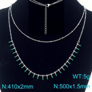 Stainless steel double-layer stacked with drop glue matchstick chain sweater chain necklace - KN293877-Z