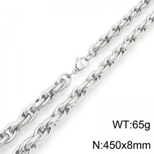 8mm Silver Multi-layer Stainless Steel Necklace For Men and Women, 45cm Length - KN293913-Z