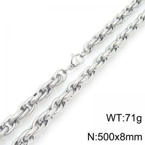 8mm Silver Multi-layer Stainless Steel Necklace For Men and Women, 50cm Length - KN293914-Z