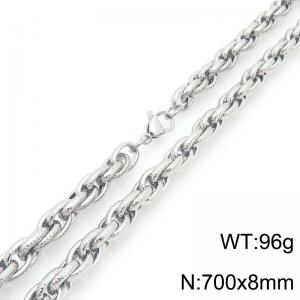8mm Silver Multi-layer Stainless Steel Necklace For Men and Women, 70cm Length - KN293918-Z