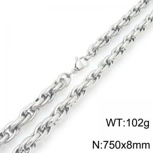 8mm Silver Multi-layer Stainless Steel Necklace For Men and Women, 75cm Length - KN293919-Z
