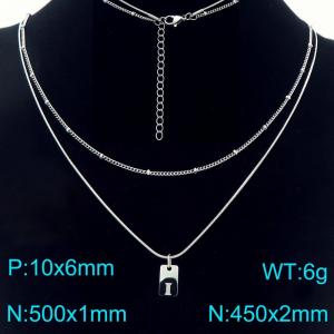 Simple Chain Link Necklace Customized Alphabet I Pendant Women  Silver Color Fashion Goth Jewelry Party Gift - KN293940-Z