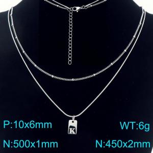 Simple Chain Link Necklace Customized Alphabet K Pendant Women  Silver Color Fashion Goth Jewelry Party Gift - KN293942-Z