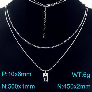 Simple Chain Link Necklace Customized Alphabet L Pendant Women  Silver Color Fashion Goth Jewelry Party Gift - KN293943-Z