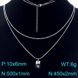 Simple Chain Link Necklace Customized Alphabet Q Pendant Women  Silver Color Fashion Goth Jewelry Party Gift - KN293948-Z