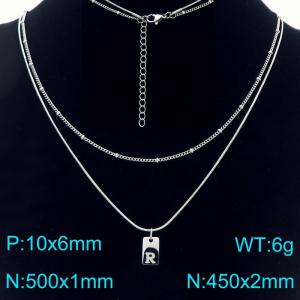 Simple Chain Link Necklace Customized Alphabet R Pendant Women  Silver Color Fashion Goth Jewelry Party Gift - KN293949-Z