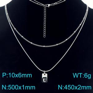 Simple Chain Link Necklace Customized Alphabet U Pendant Women  Silver Color Fashion Goth Jewelry Party Gift - KN293952-Z