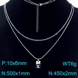 Simple Chain Link Necklace Customized Alphabet X Pendant Women  Silver Color Fashion Goth Jewelry Party Gift - KN293955-Z
