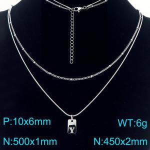 Simple Chain Link Necklace Customized Alphabet Y Pendant Women  Silver Color Fashion Goth Jewelry Party Gift - KN293956-Z