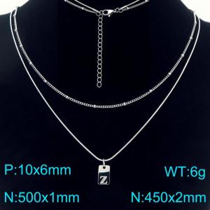 Simple Chain Link Necklace Customized Alphabet Z Pendant Women  Silver Color Fashion Goth Jewelry Party Gift - KN293957-Z