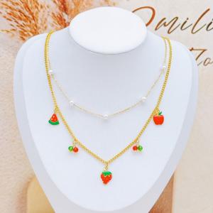 SS Gold-Plating Necklace - KN294997-SXSJ