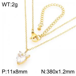 European and American fashion personality stainless steel creative sparkling zircon set strawberry temperament gold necklace - KN295037-GC