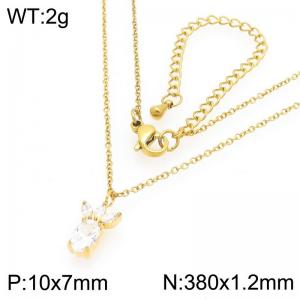European and American fashion personality stainless steel creative sparkling zirconia wave pineapple temperament gold necklace - KN295039-GC
